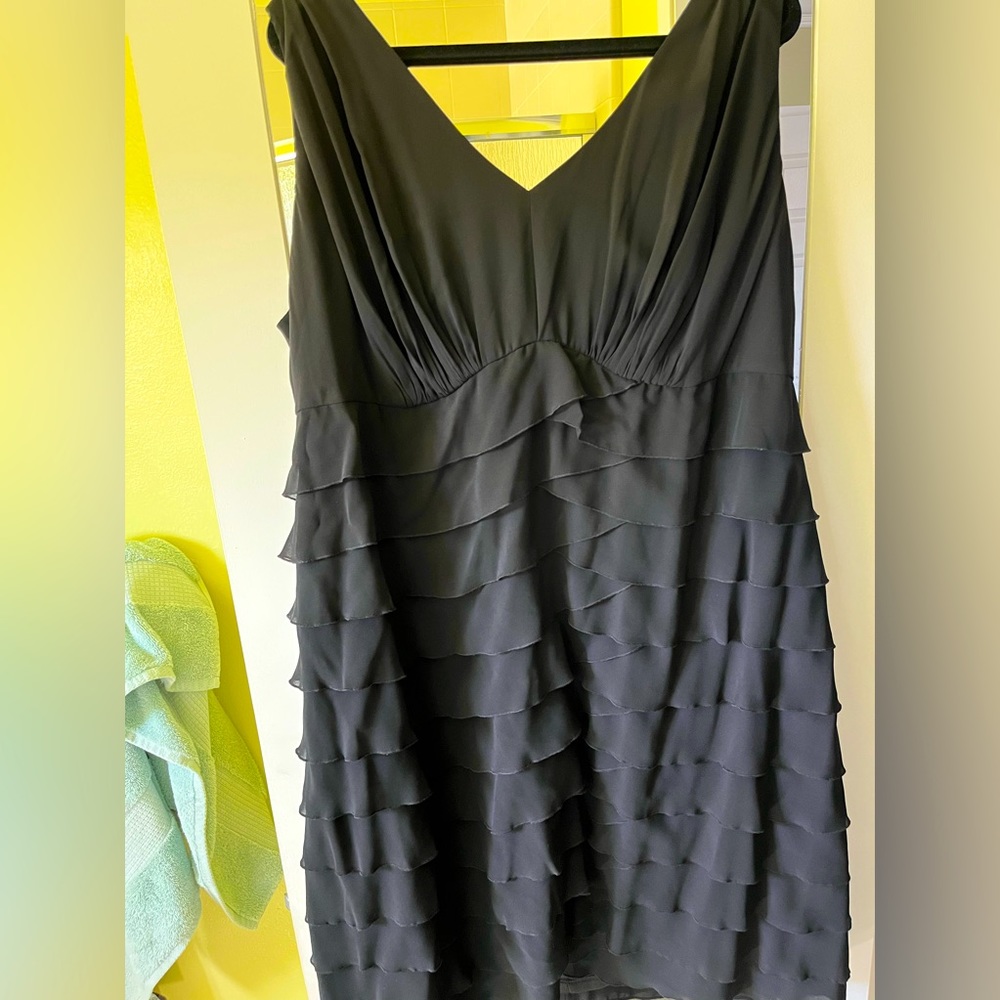 Black ruffly knee length dress